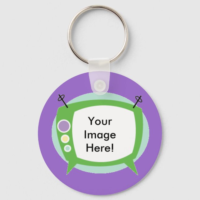 Retro Television ~ Add your Photo!! Key Ring (Front)