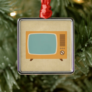 Retro Television Set Metal Tree Decoration