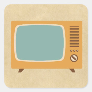 Retro Television Set Square Sticker