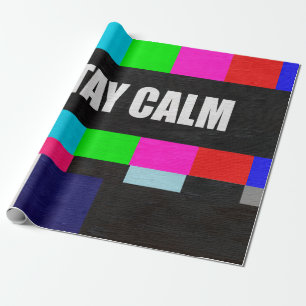 retro television test pattern with stay calm messa wrapping paper