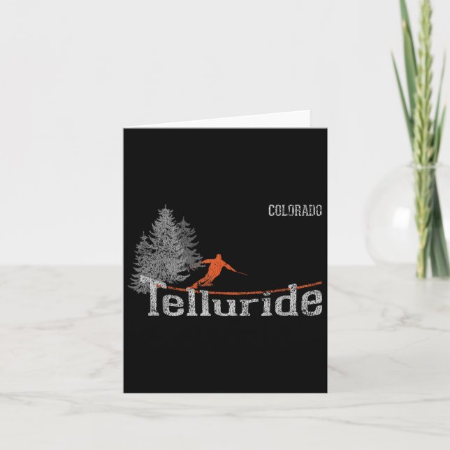 Retro Telluride Colorado Distressed Skiing  Card (Front)