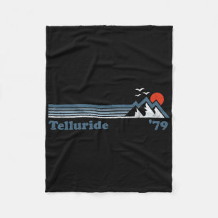 Retro Telluride Ski Resort Colorado Snowboard Moun Fleece Blanket