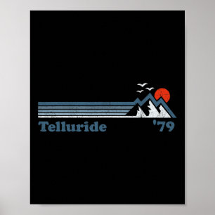 Retro Telluride Ski Resort Colorado Snowboard Moun Poster