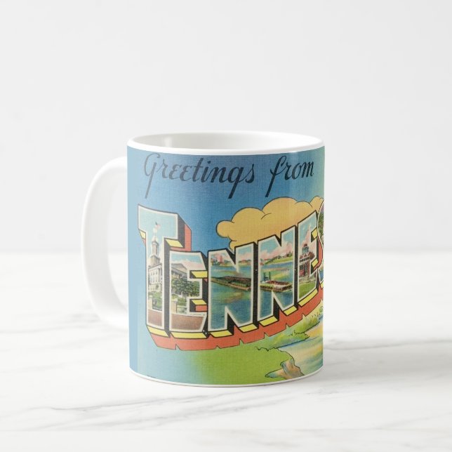 Retro Tennessee Greeting Coffee Mug (Front Left)