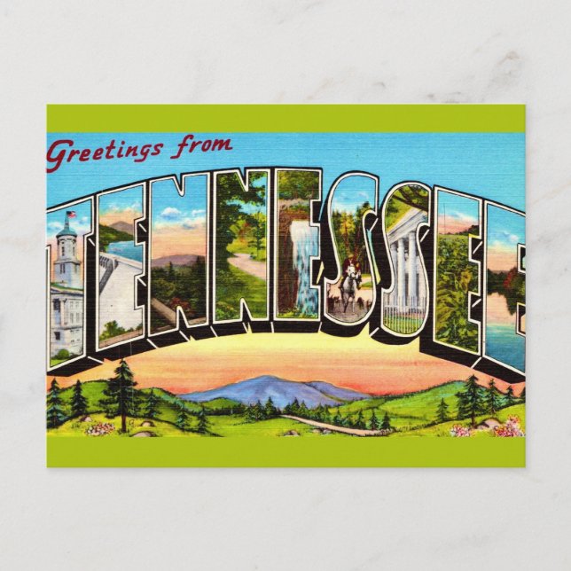 Retro Tennessee Greeting Postcard (Front)