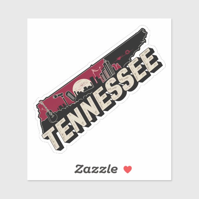 Retro Tennessee State Car Sticker (Sheet)