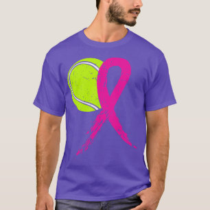 Retro Tennis Ball With Pink Ribbon Warriors Tennis T-Shirt