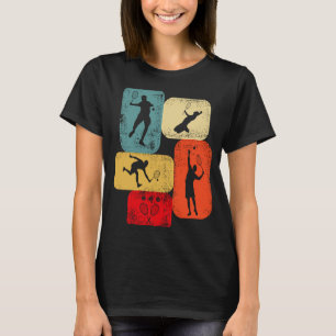 Retro tennis player with tennis racket tennis ball T-Shirt