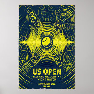 Retro Tennis Poster, US Open Night Match (Flushing Poster