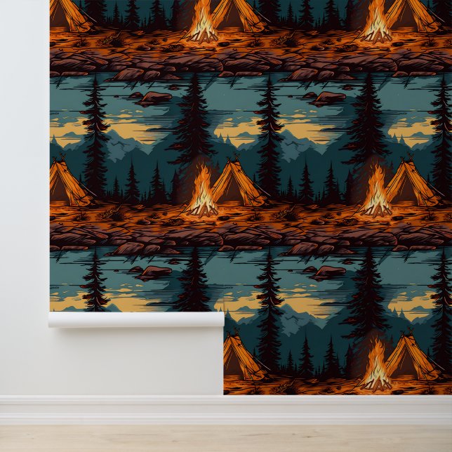Retro Tent and Campfire  Wallpaper (Application)