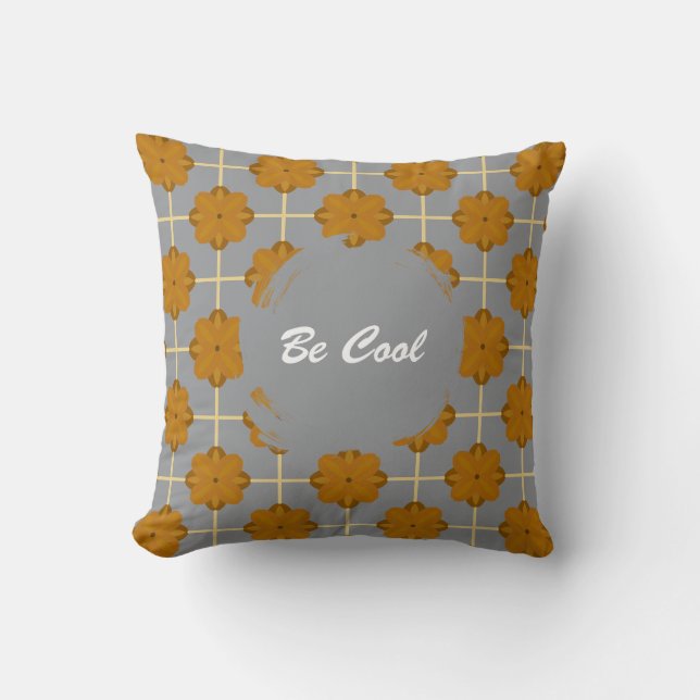 Retro Terra Bloom Floral Tile Throw Pillow (Front)