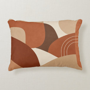 Retro Terracotta Abstract Shapes Decorative Cushion