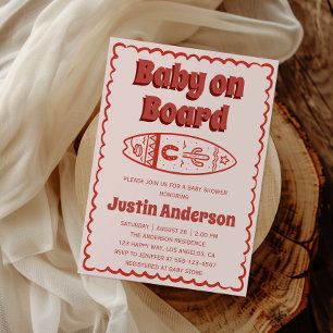 Retro Terracotta Boho Baby on Board Baby Shower Invitation
