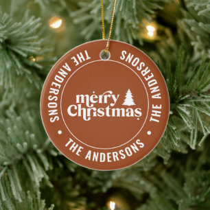 Retro Terracotta Christmas Modern Minimal Unique Ceramic Tree Decoration