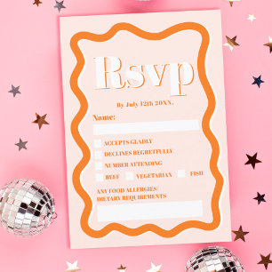 Retro terracotta curve squiggle wavy rsvp invitation
