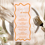Retro  terracotta curve squiggle wavy wedding menu<br><div class="desc">A cool bold wedding menu with custom names with a hand written calligraphy and serif font,  2 names ,  two styles with Retro boho  terracotta curve squiggle wavy wedding. All the text,  names and background colours are customisable for you to mix and match your wedding suite.</div>