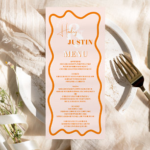 Retro  terracotta curve squiggle wavy wedding menu