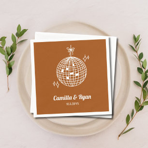 Retro Terracotta Disco Wedding Decor Napkins