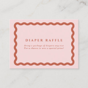 Retro Terracotta & Pink Baby Shower Diaper Raffle  Enclosure Card
