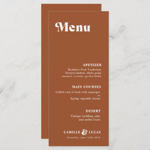 Retro Terracotta Rust Wedding Menu