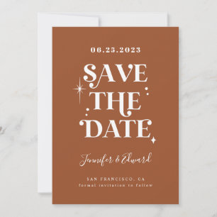 Retro Terracotta Save The Date Card