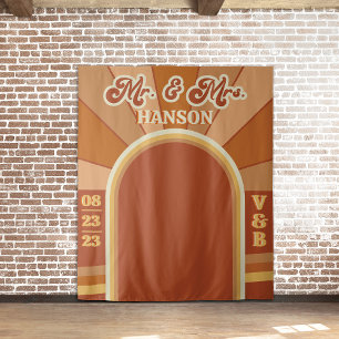 Retro Terracotta Typography Summer Photo Wedding Tapestry