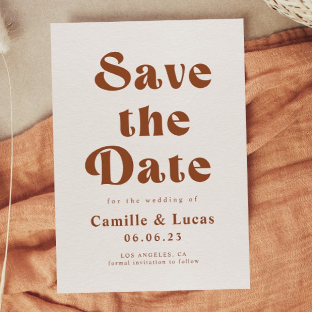 Retro Terracotta Wedding Save The Date Invitation (Creator Uploaded)