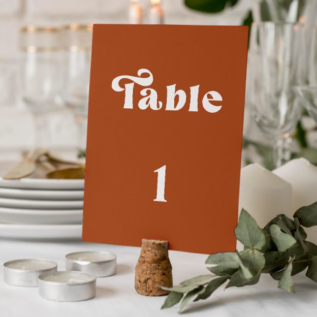 Retro Terracotta Wedding table number (Creator Uploaded)