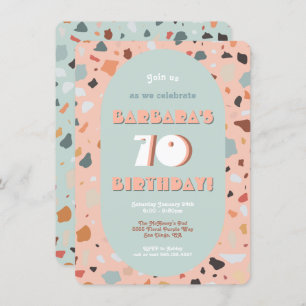 Retro Terrazzo Hippie Boho Birthday Invitation