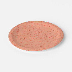 Retro Terrazzo Living Coral Elegant Pattern Paper Plate