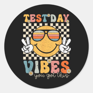 Retro Test Day Vibes You Got This Motivation Teach Classic Round Sticker