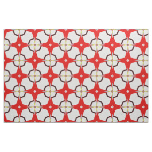 Retro Test Pattern Red Black White Pattern Fabric