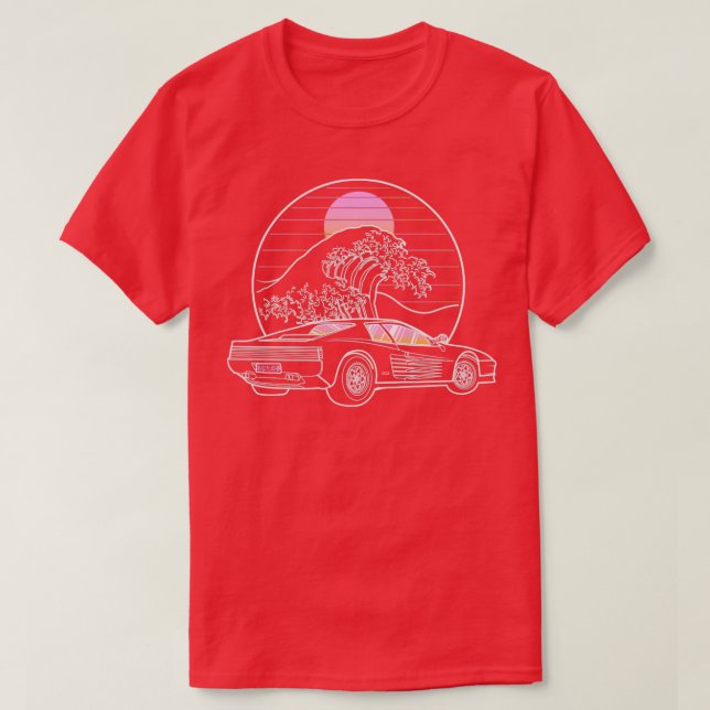 Retro Testarossa Japanese Wave T-Shirt (Design Front)