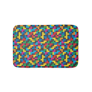 Retro Tetris Blocks Seamless Pattern Bath Mat