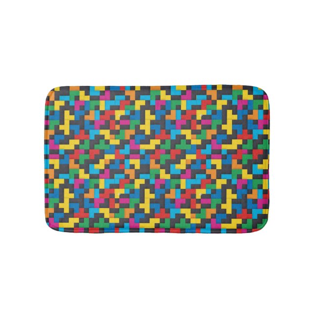 Retro Tetris Blocks Seamless Pattern Bath Mat (Front)