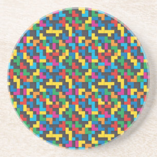 Retro Tetris Blocks Seamless Pattern Coaster