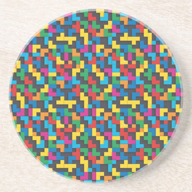 Retro Tetris Blocks Seamless Pattern Coaster (Front)