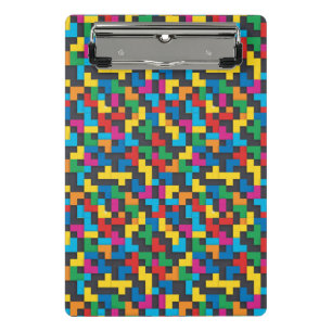 Retro Tetris Blocks Seamless Pattern Mini Clipboard