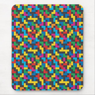 Retro Tetris Blocks Seamless Pattern Mouse Mat