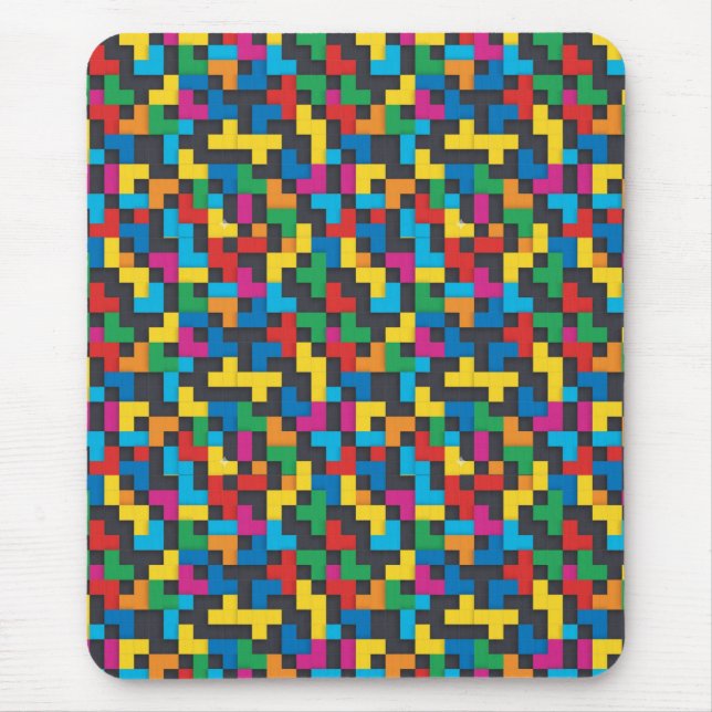 Retro Tetris Blocks Seamless Pattern Mouse Mat (Front)