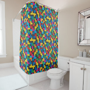 Retro Tetris Blocks Seamless Pattern Shower Curtain