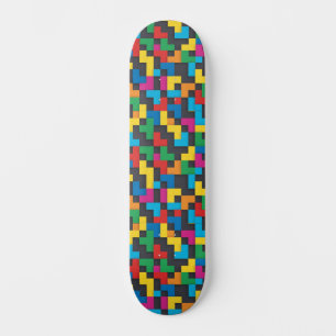 Retro Tetris Blocks Seamless Pattern Skateboard