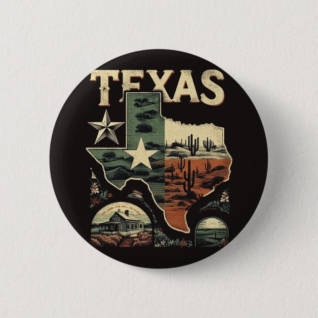 Retro Texas 6 Cm Round Badge (Front)