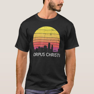 Retro Texas Corpus Christi Skyline Vintage Urban B T-Shirt