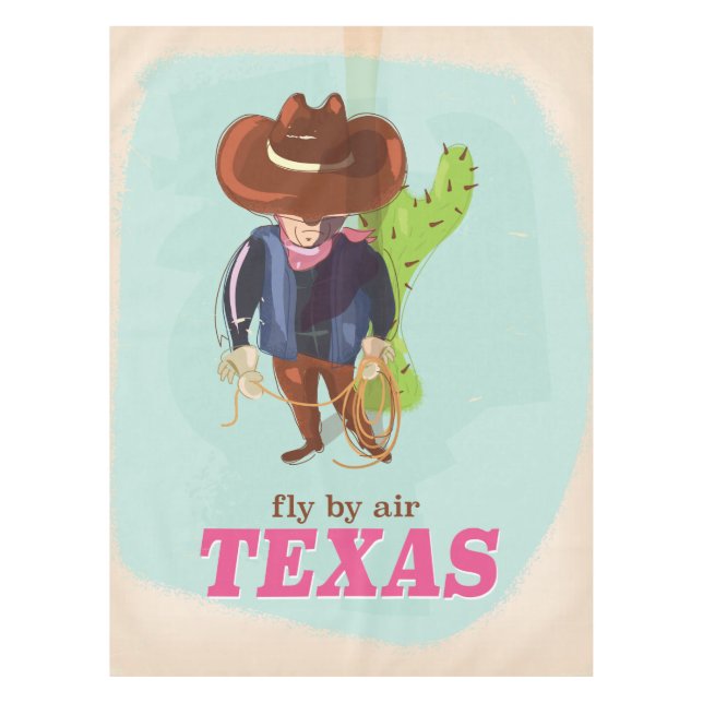 Retro Texas cowboy travel poster Tablecloth (Front)