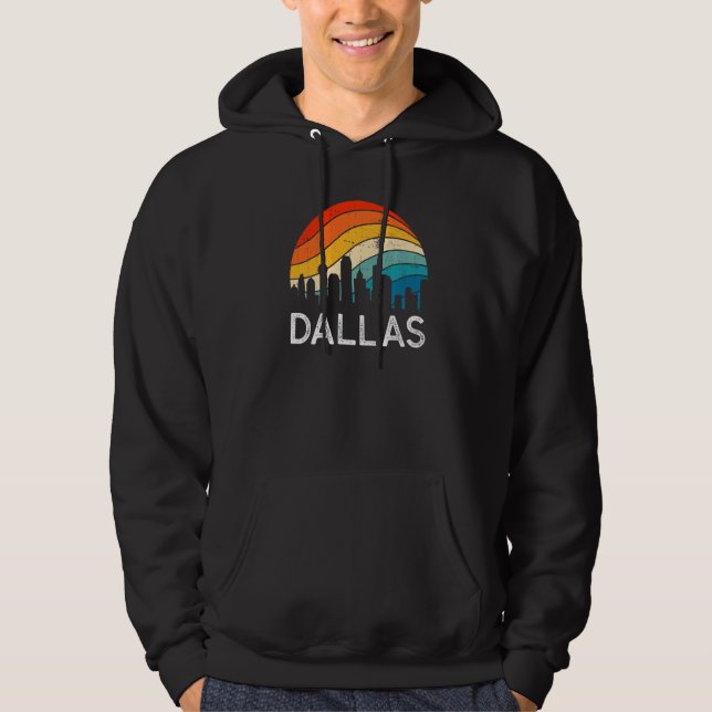 Retro Texas Dallas Skyline Vintage Urban Skyscrape Hoodie (Front)
