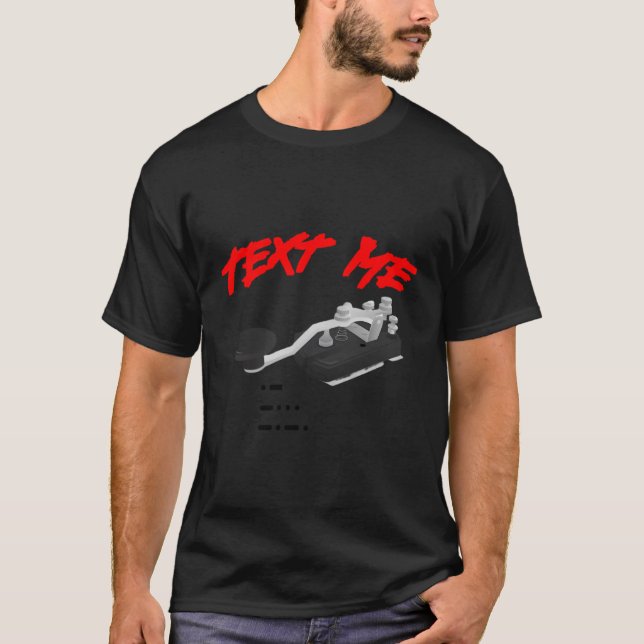 Retro Text Me Morse Key Code Ham Radio Graphics T-Shirt (Front)