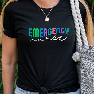 Retro Text Wavy Emergency Nurse T-Shirt