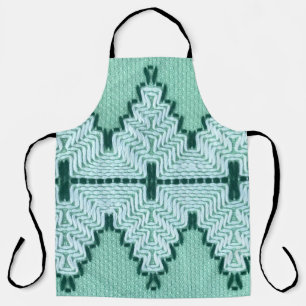 Retro textile yarn couching, graphic pulse. apron