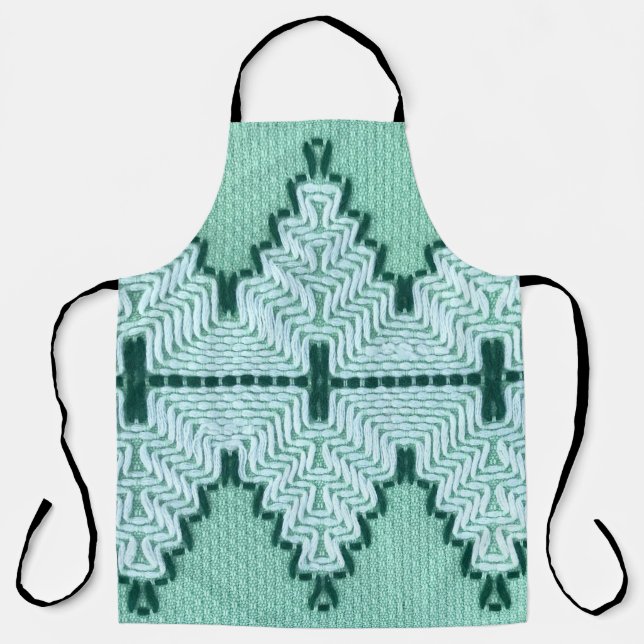 Retro textile yarn couching, graphic pulse. apron (Front)